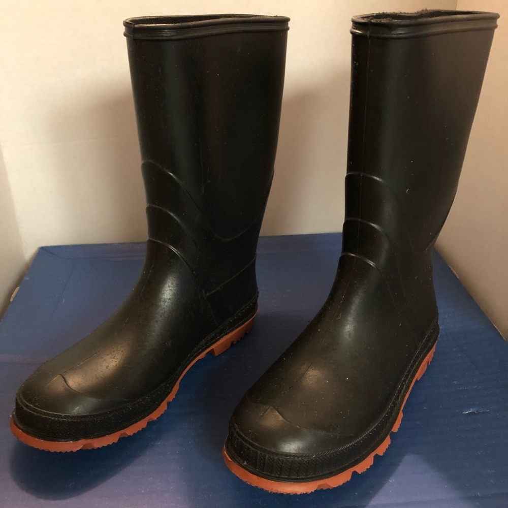 Kids Rain boots, Black Rubber, size 5